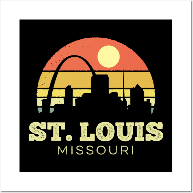 St Louis Missouri Vintage Sunset Wall Art by DetourShirts